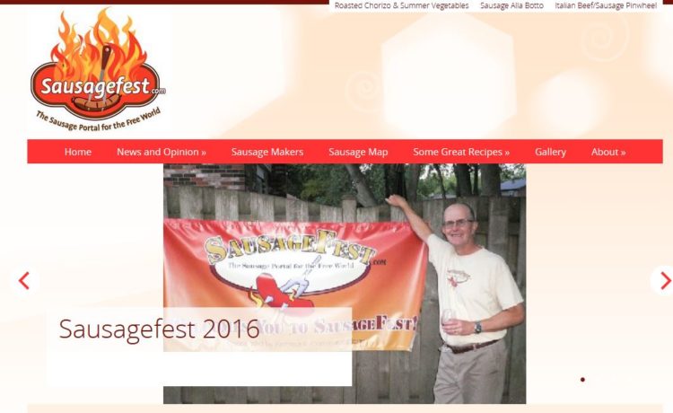 Screenshot of Front Page of Sausagefest .com website.